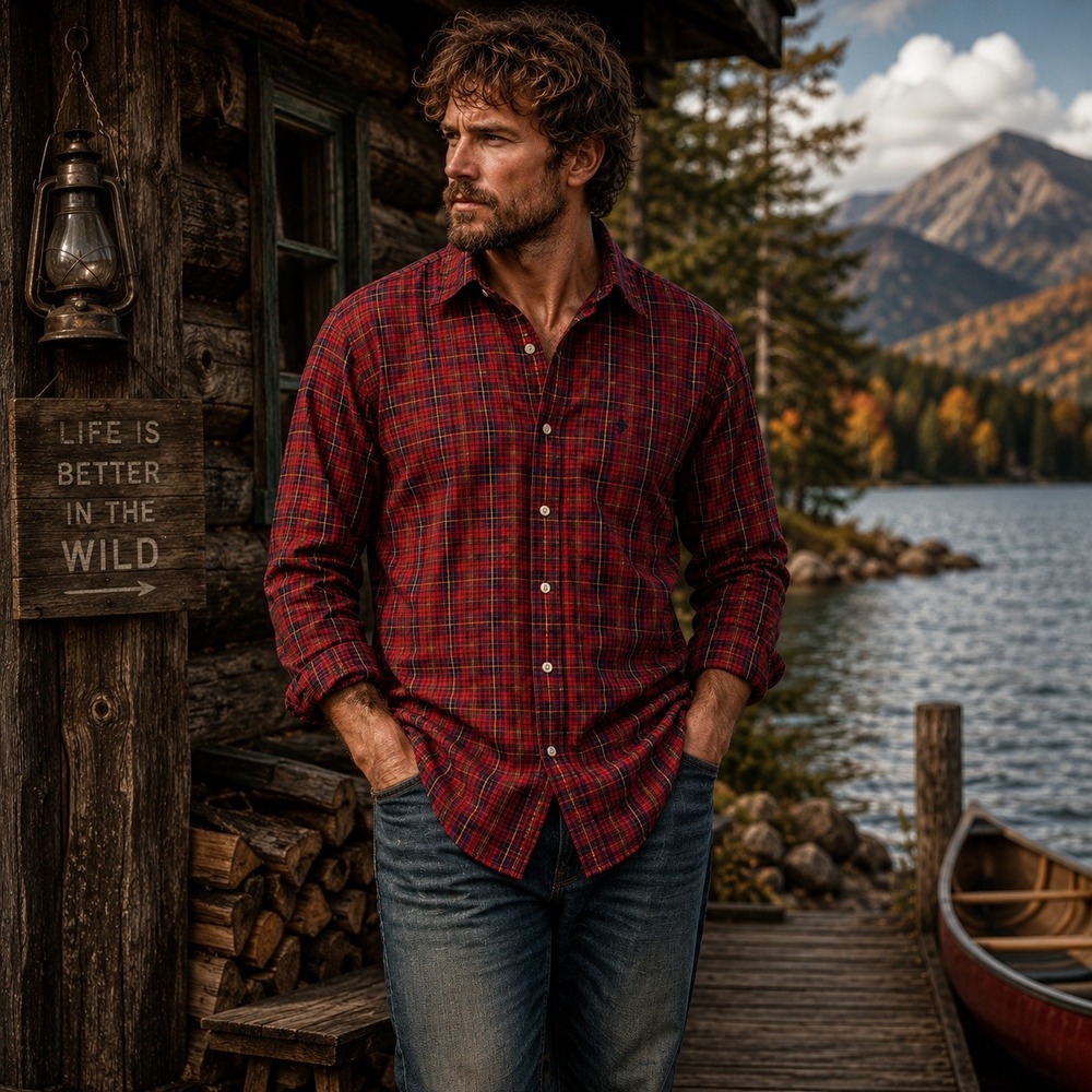 Ralph Lauren Blake Mens Large‎ Red Plaid Button Down Shirt Long Sleeve Cotton